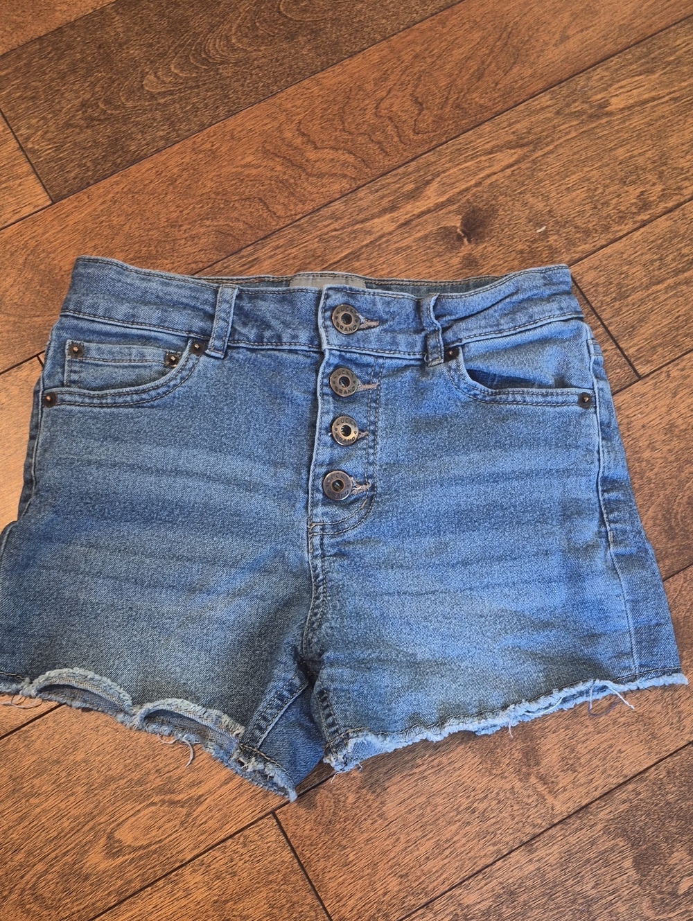 Lucky Brand High-Rise Button-Front Blue Denim Shorts